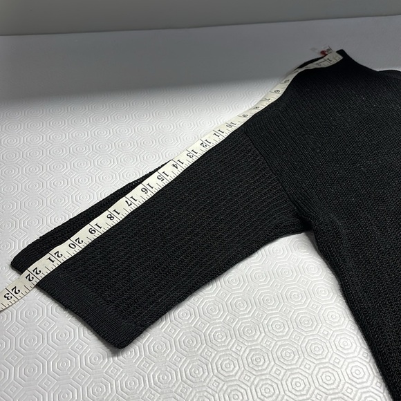 J Jill Crew Neck 3/4 Sleeve Linen Blend Sweater Top Black Large - Picture 7 of 9